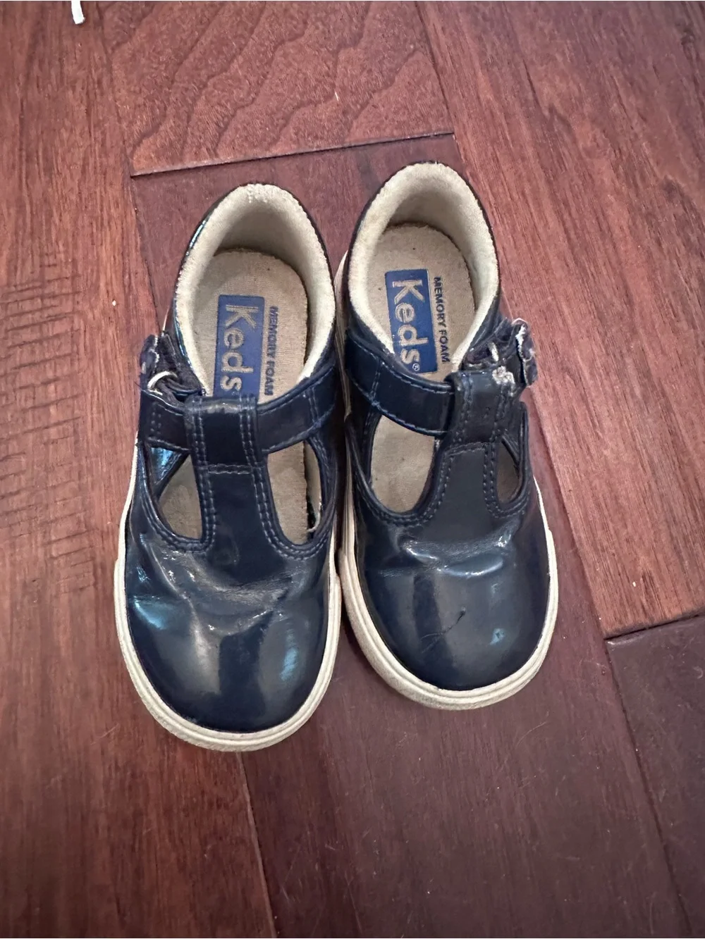 Keds Girls Navy Patent T-Strap Mary Janes